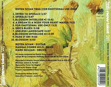 Rotem Sivan Trio - For Emotional Use Only (2014) {FSNT}