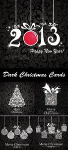 Dark Christmas Cards Vector