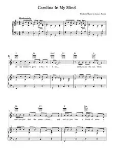 Carolina in my mind - James Taylor (Piano-Vocal-Guitar (Piano Accompaniment))