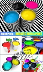 Stock Photo: Buckets with a paint