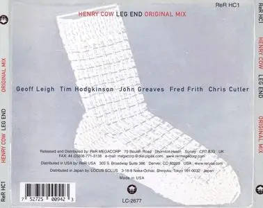 Henry Cow - Leg End (1973) {ReR HC1} [Original Mix]