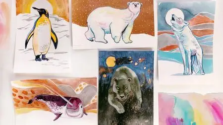 Expressive Little Animals: Watercolor Painting in Technicolor Black + White