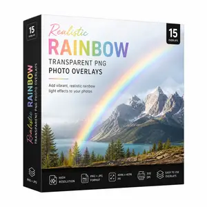 Realistic Rainbow Transparent PNG Photo overlays for Photoshop