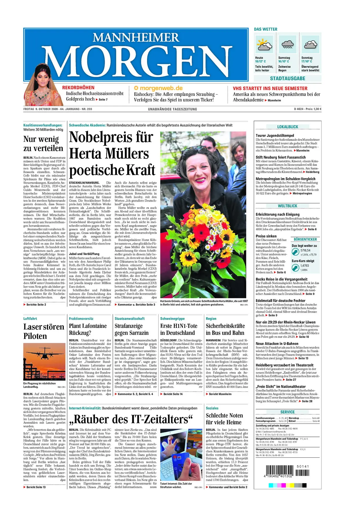 Mannheimer Morgen vom 9. Oktober 2009
