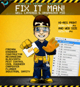 GraphicRiver - Animatable Fix It Man Mascot Character Kit