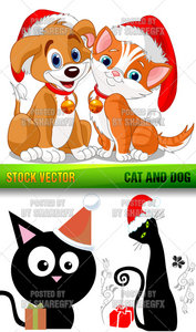 Stock Vector - Cat and Dog