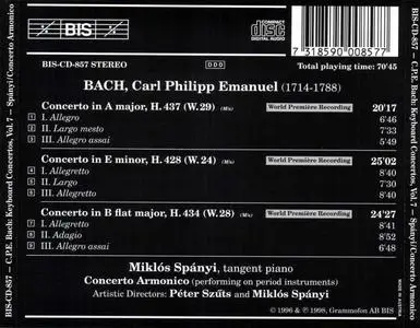 Miklós Spányi, Concerto Armonico - Carl Philipp Emanuel Bach: The Complete Keyboard Concertos, Vol. 7 (1998)