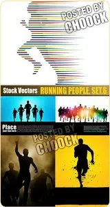 Running people. Set.6 - Stock Vector