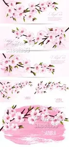 Flowering Sakura Backgrounds Vector