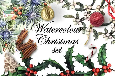 CreativeMarket - Watercolour Christmas set