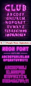 Vectors - Purple Neon Alphabets 3