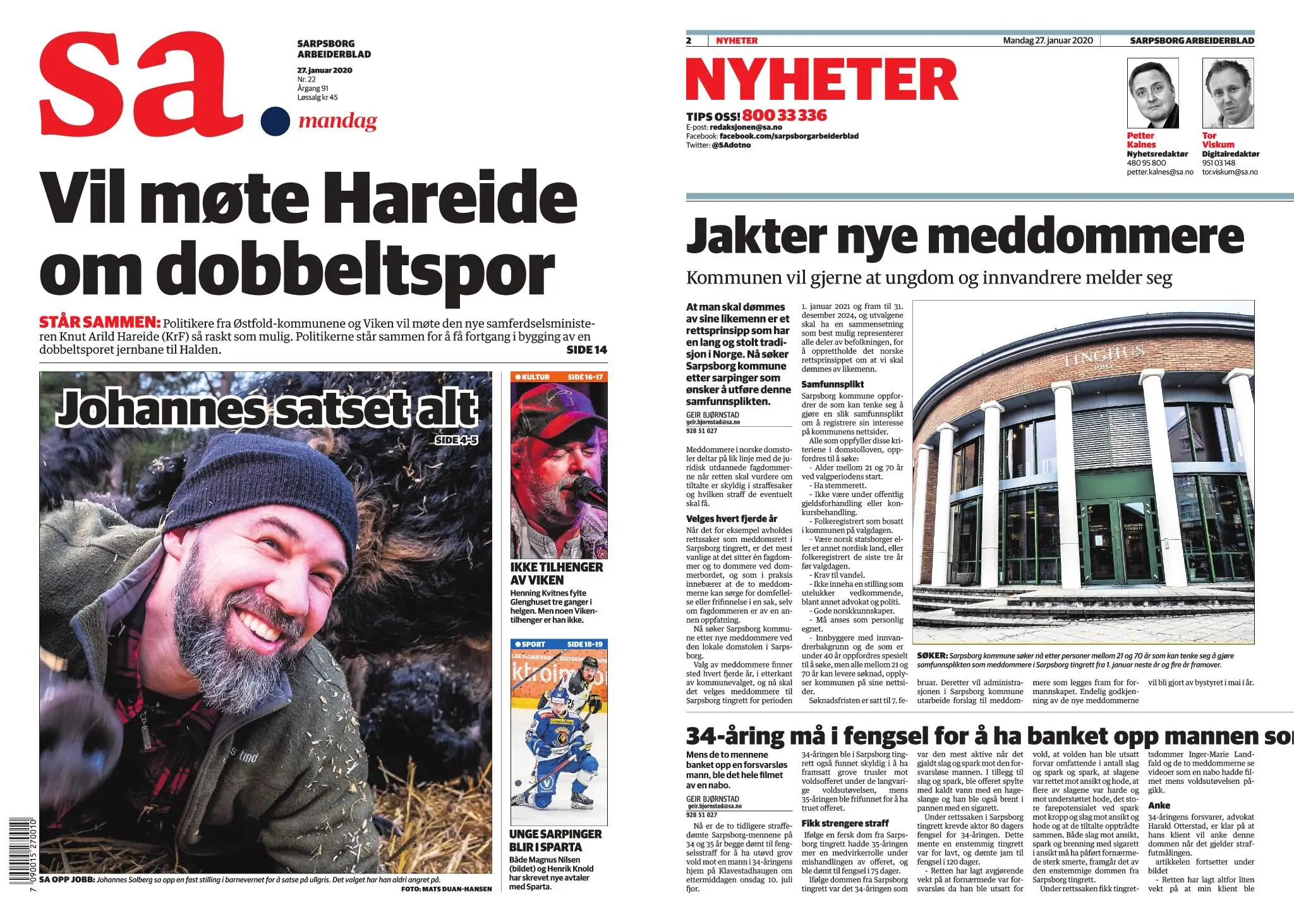 Sarpsborg Arbeiderblad – 27. januar 2020