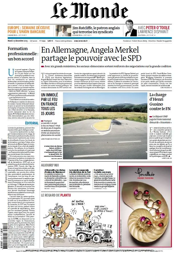 Le Monde & Supplément du Mardi 17 Décembre 2013