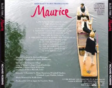 Richard Robbins - Maurice: Original Motion Picture Soundtrack Recording (1987) Japanese Reissue 1991