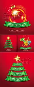 Red Christmas Backgrounds Vector 4