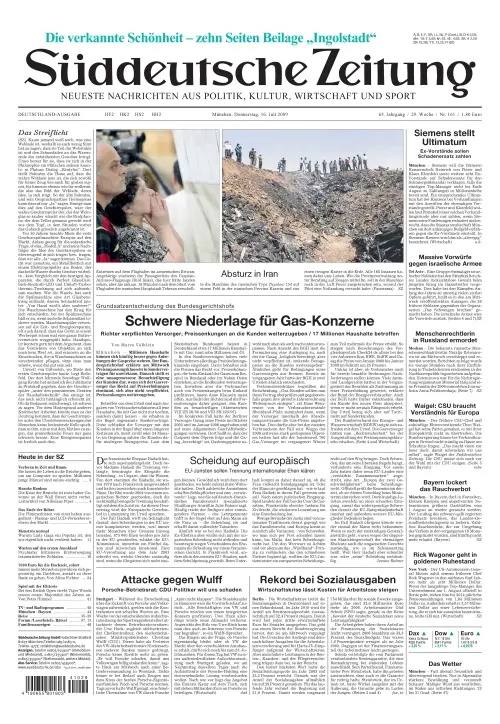 Sueddeutsche Zeitung vom 16.07.2009