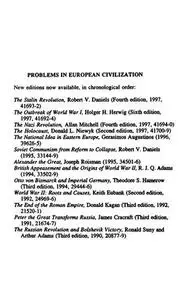 The Outbreak of World War I: Problems in European Civilization