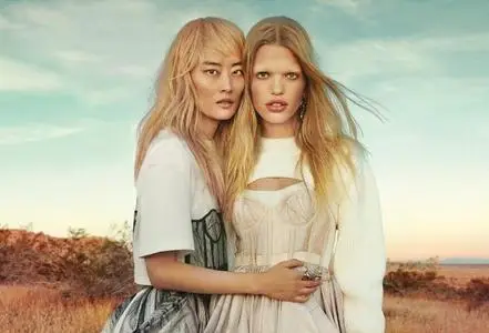 Daphne Groeneveld and Li Xiao Xing by Yu Tsai for Harper's Bazaar Singapore March 2021