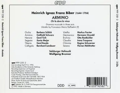 Wolfgang Brunner, Salzburger Hofmusik - Heinrich Ignaz Franz Biber: Arminio (1995)