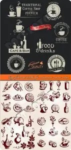 Logo food and drinks for restaurant menu vector