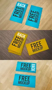 Business Cards Mockup with Wood Background PSD