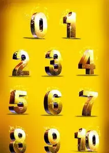 3D Numbers Psd