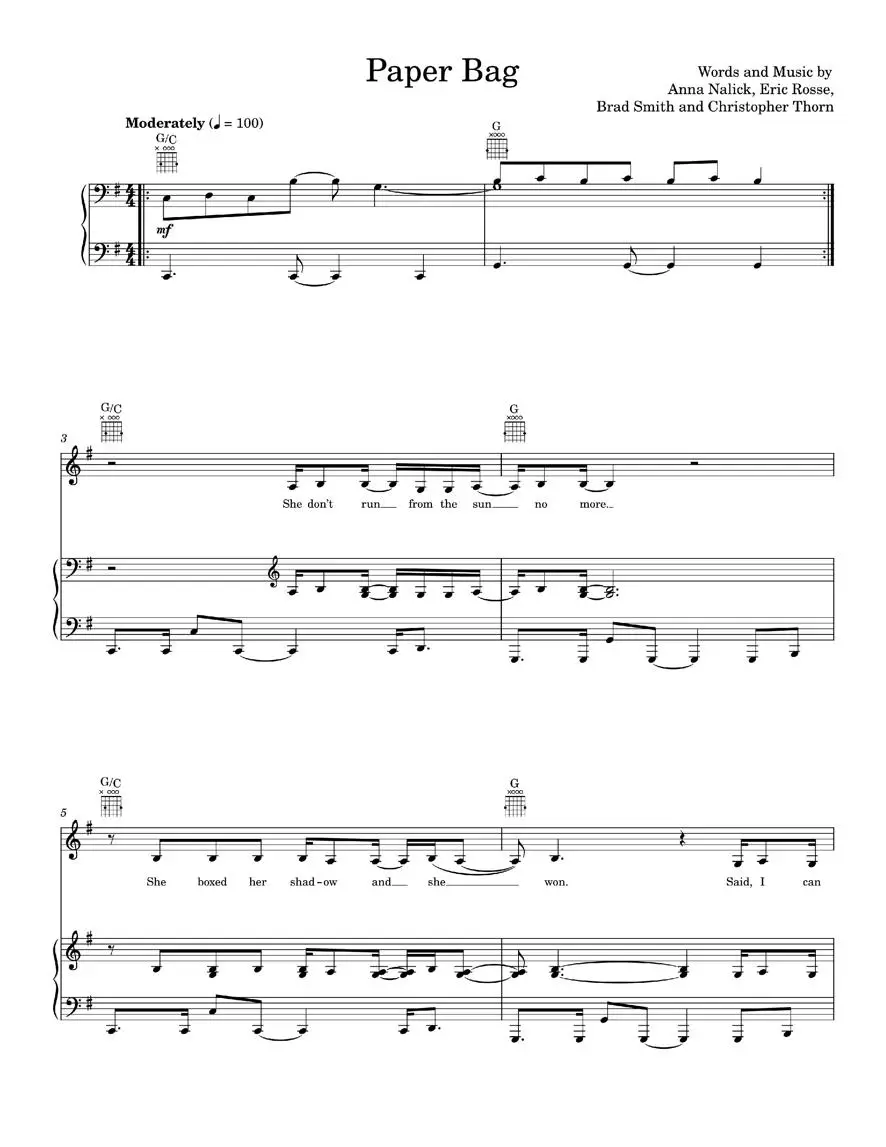 Paper bag Anna Nalick (PianoVocalGuitar) / AvaxHome