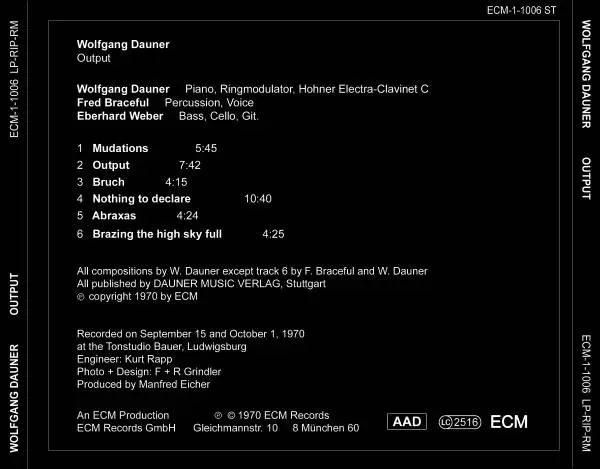Wolfgang Dauner - Output (1970) {ECM 1006}
