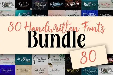 Handwritten Font Bundle - 80 Premium Fonts