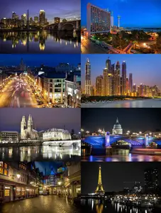 Bright fires of Night city
