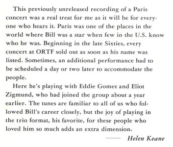 Bill Evans - The Paris Concert (1976) [1989] {JPN Edition}