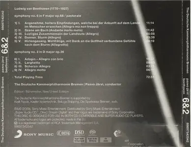 Ludwig van Beethoven - Kammerphilharmonie Bremen / Paavo Järvi - Symphony No. 6 & Symphony No. 2 (2006) [Repost]