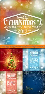 2013 Happy New Year and Merry Christmas holiday vector backgrounds set 20