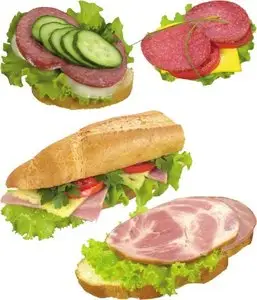 Photo stock: Sandwich with ham and sausage