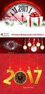 Vectors - Christmas Backgrounds with Clocks 3
