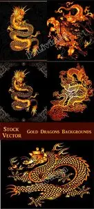 Stock Vecor - Gold Dragons Backgrounds