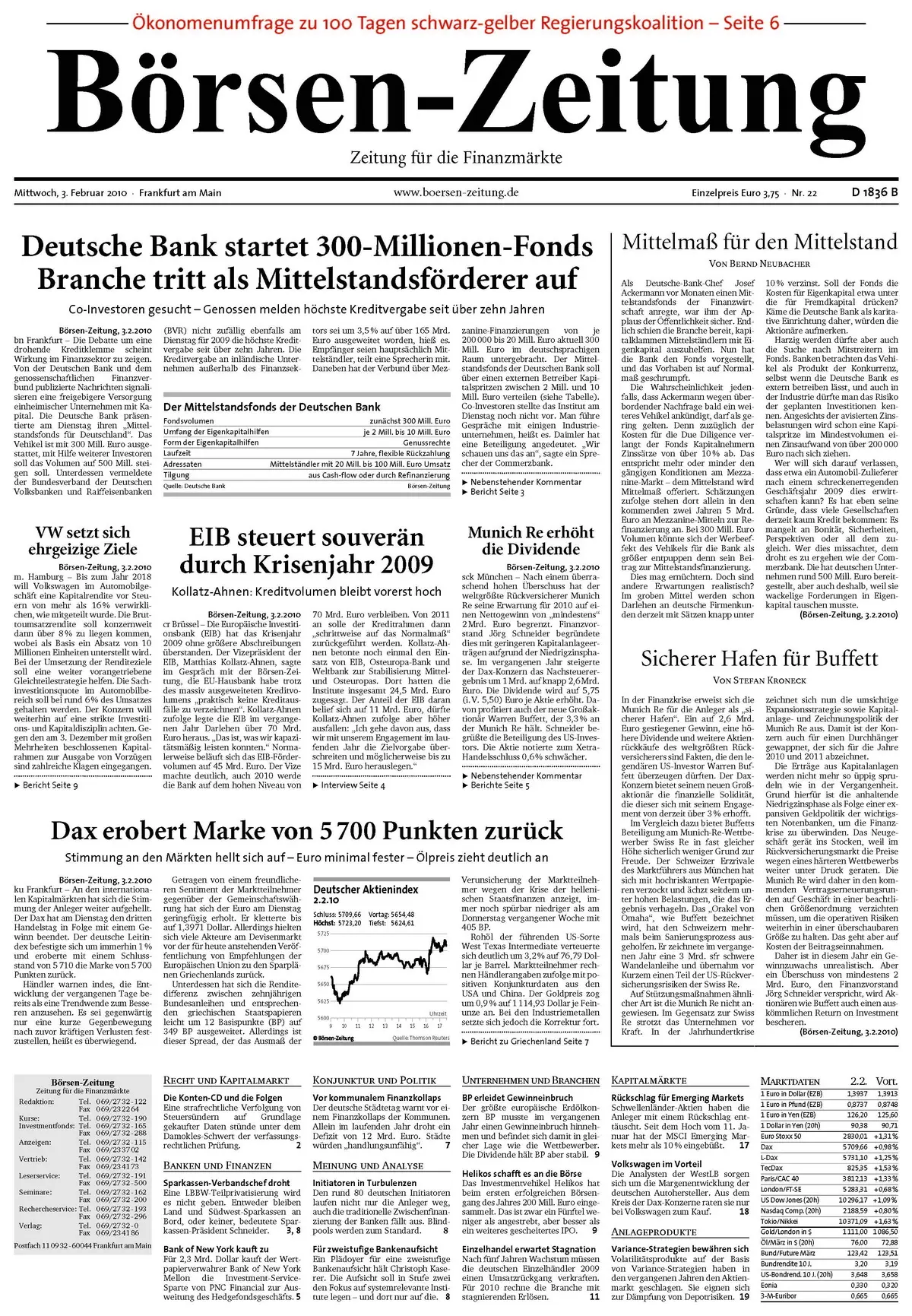 Boersenzeitung vom 3. Februar 2010