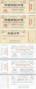Wedding Invitation Tickets Vector