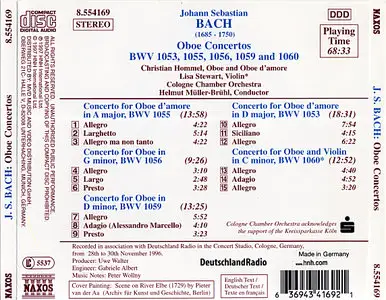 J. S. Bach - Oboe Concertos "Christian Hommel/Cologne Chamber Orchestra" (1997)