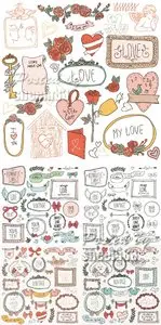 Romantic Design Elements Vector