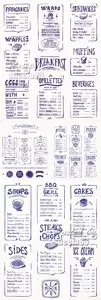 Blue Pen Drawing Menu Vector