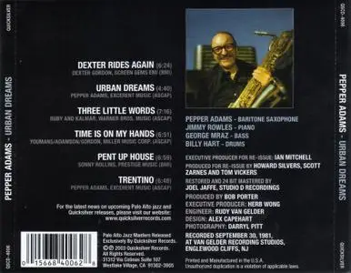 Pepper Adams - Urban Dreams (1981) {Quicksilver Records QSCD-4006 rel 2003}