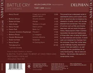Helen Charlston, Toby Carr - Battle Cry: She Speaks: Purcell, Strozzi, Eccles, Park, Kapsberger, Monteverdi, de Visée (2022)