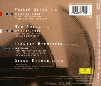 Gidon Kremer - Philip Glass: Violin Concerto; Ned Rorem: Violin Concerto; Leonard Bernstein: Serenade (1999)