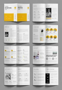 Business Brochure Layout with Yellow Accents 769143221