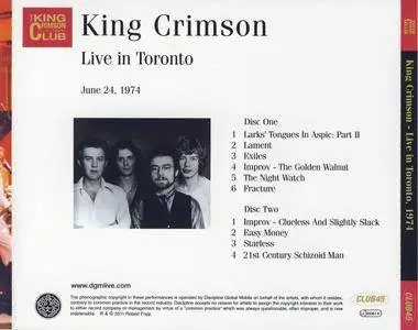 King Crimson - Live In Toronto - June 24, 1974 (2011) {2CD King Crimson Collectors' Club CLUB45}
