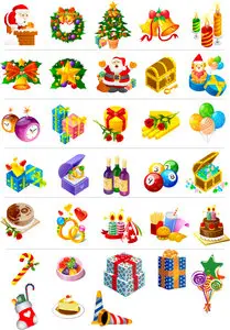 XMas & New Year icons vector