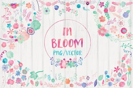 CreativeMarket - Watercolor Flowers Clipart Bundle