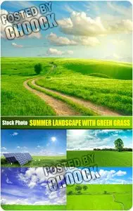 Summer landscape with green grass - Stock Photo