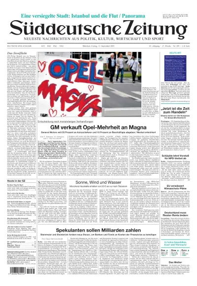 Sueddeutsche Zeitung vom 11.09.2009